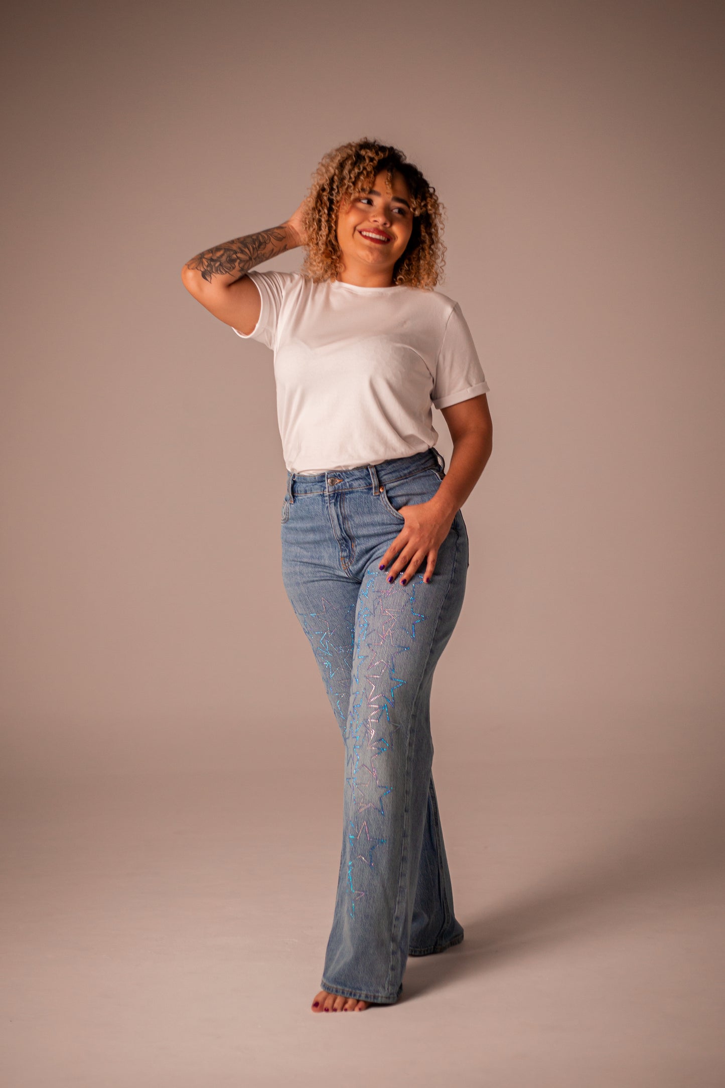 Jean Star Entrelazadas Wide Leg High Rise Color Celeste