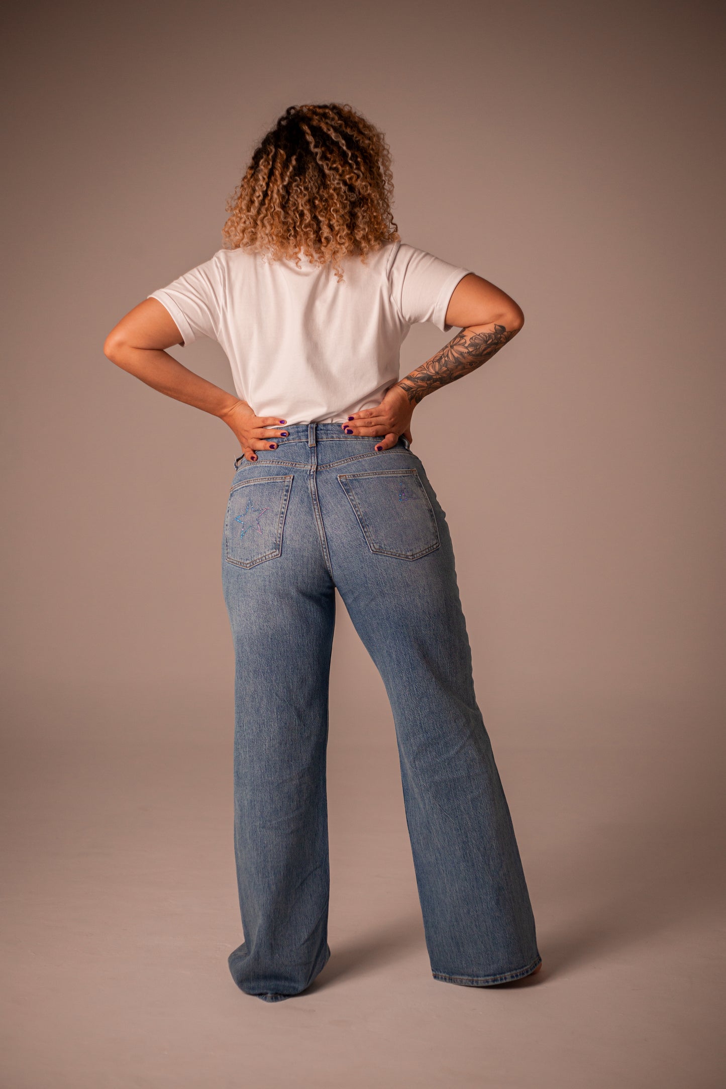 Jean Star Entrelazadas Wide Leg High Rise Color Celeste