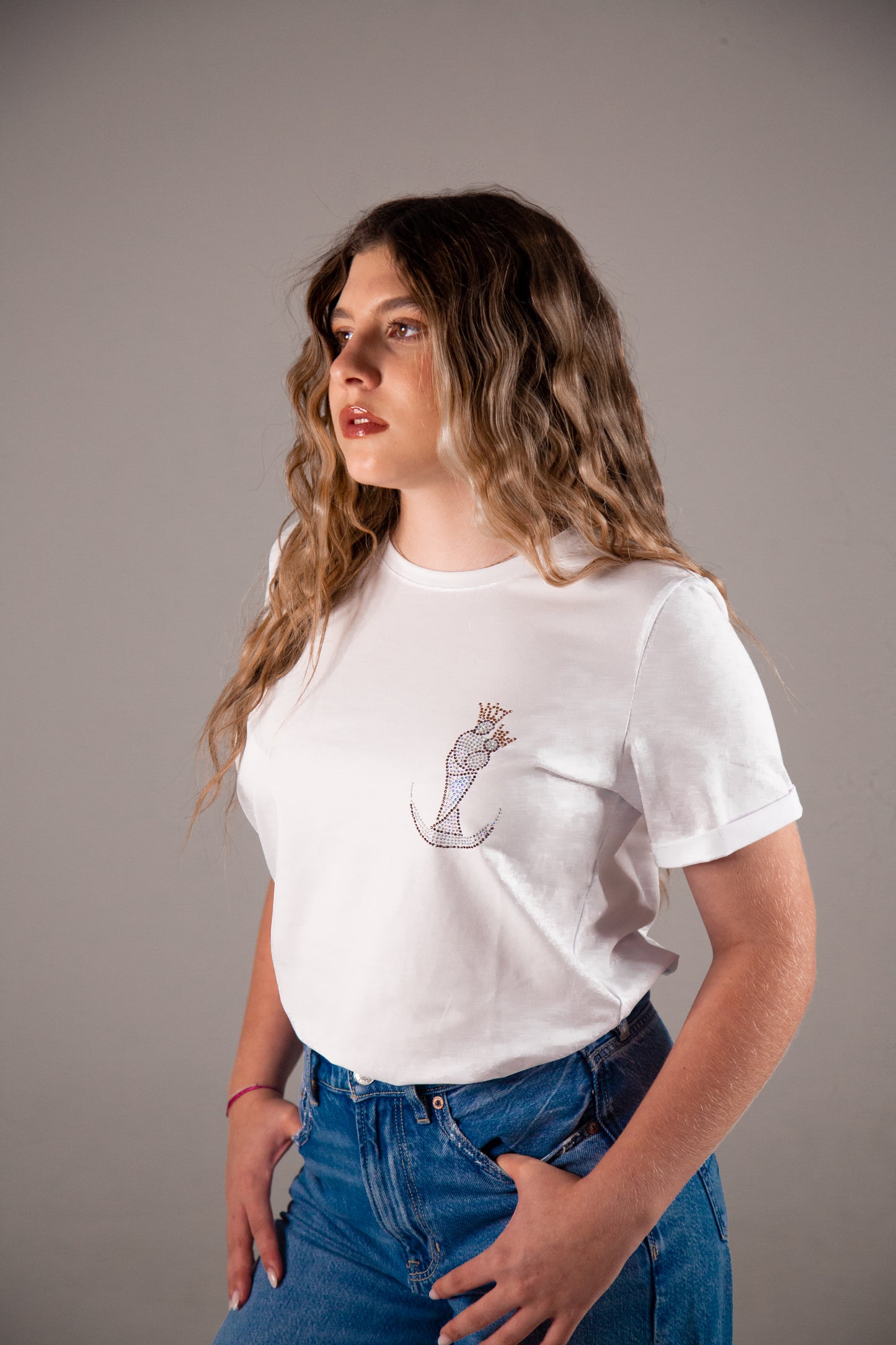 Chinita Basic Blanca Color Blanco Manga Doblada