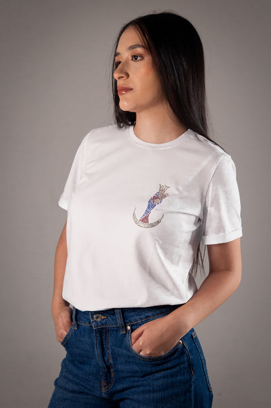 Chinita Basic Color Manga Doblada Color Blanco