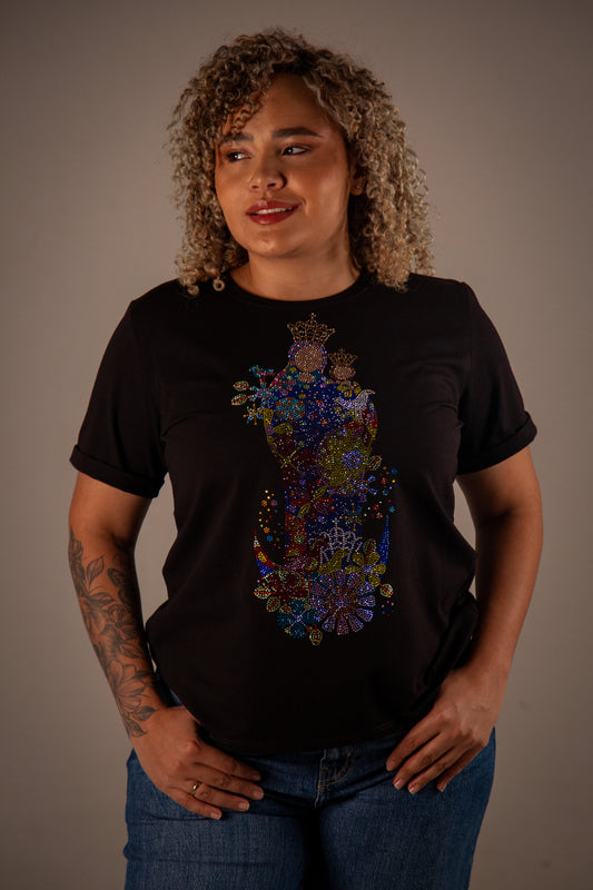 Chinita Flores 2021 Color Negro Manga Doblada