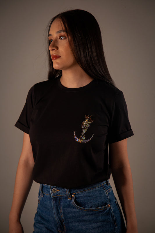 Chinita Basic Blanca Color Negro Manda Doblada