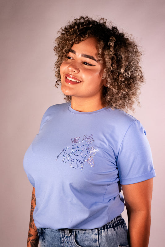 Chinita Mariposa Basic Azul Hortencia Manga Doblada