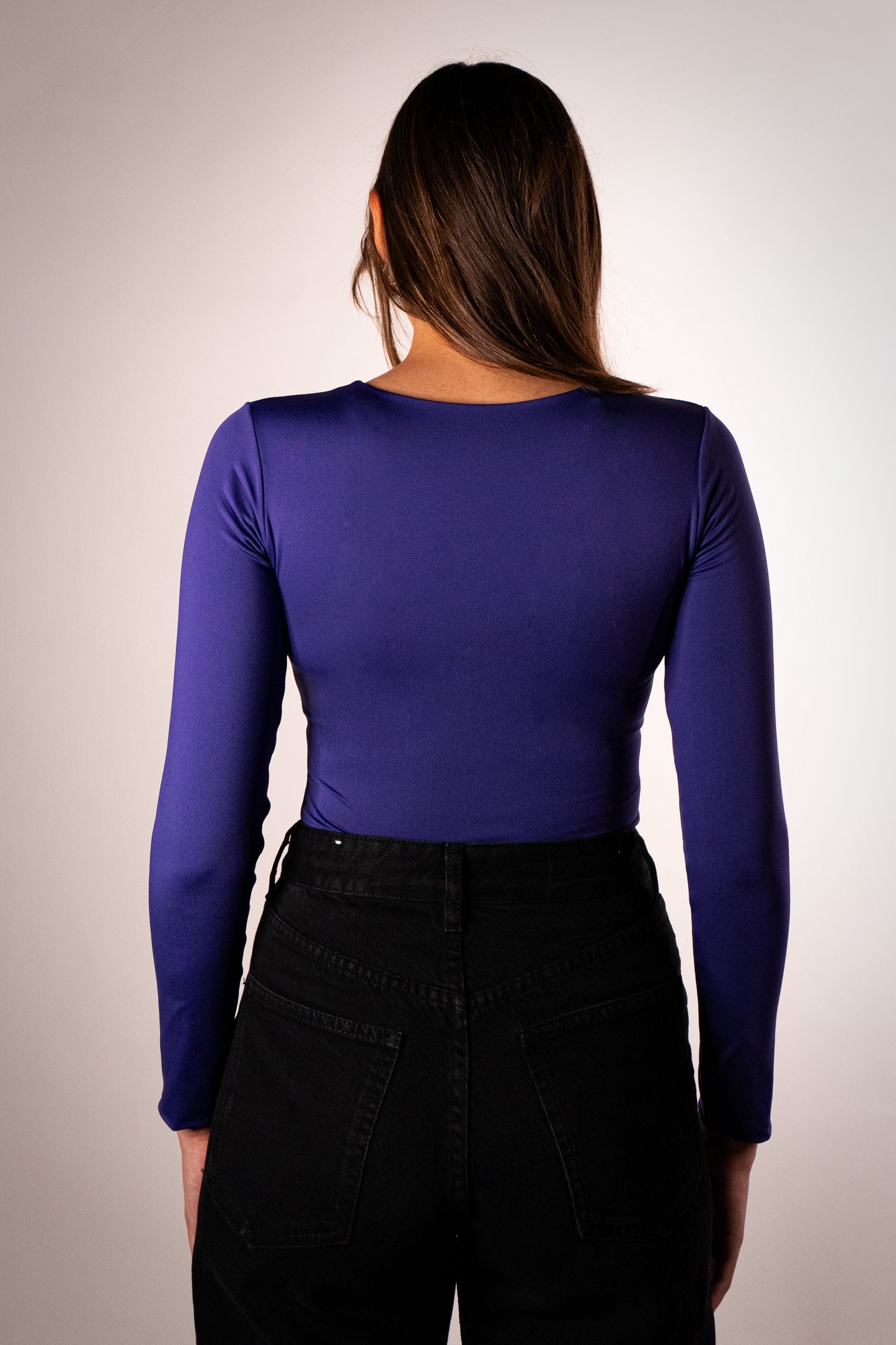 Body Basico Manga Larga Cuello Redondo Color Morado