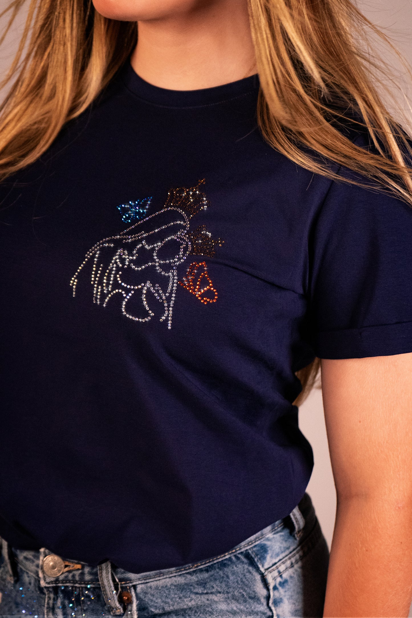 Chinita Mariposa Basic Azul Oscuro Manga Doblada