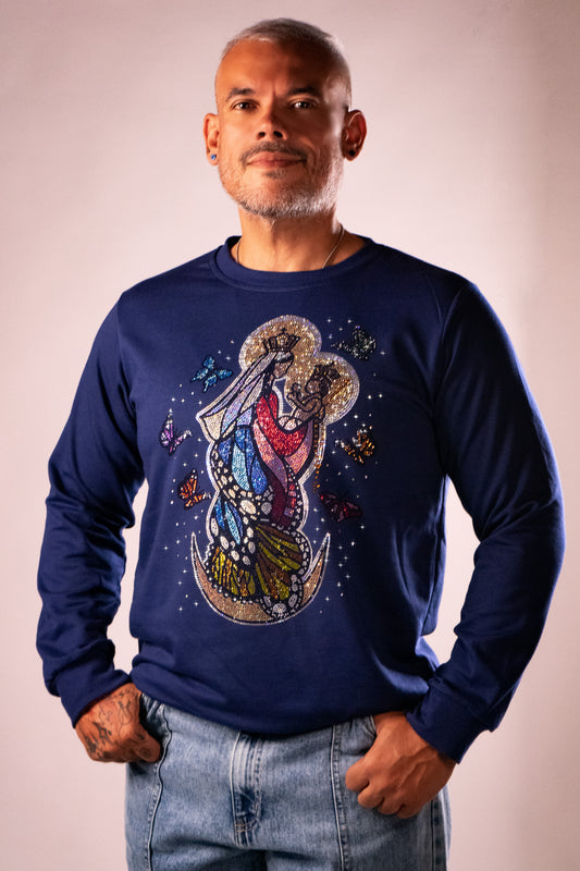 Chinita Mariposa Color Azul Oscuro Sweater Hombre