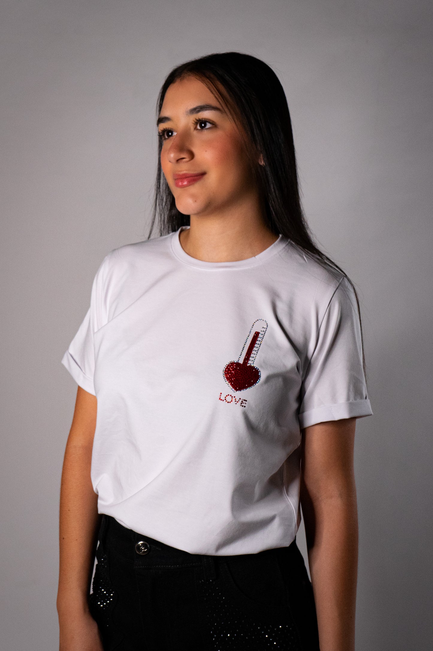 Heart Temperature Basic Color Blanco Manga Doblada