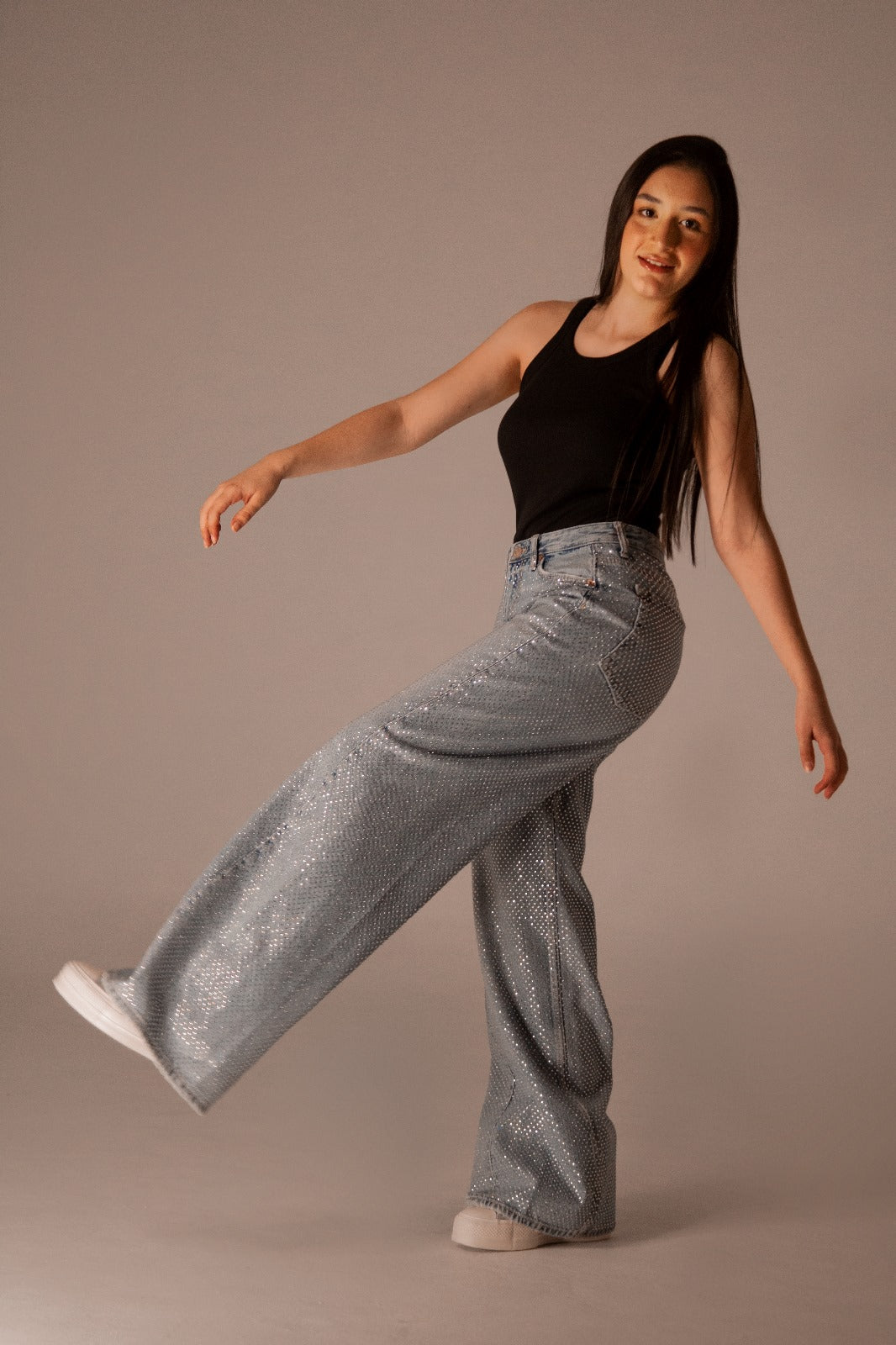 Jean Shiny Storm Trf Wide Full Length