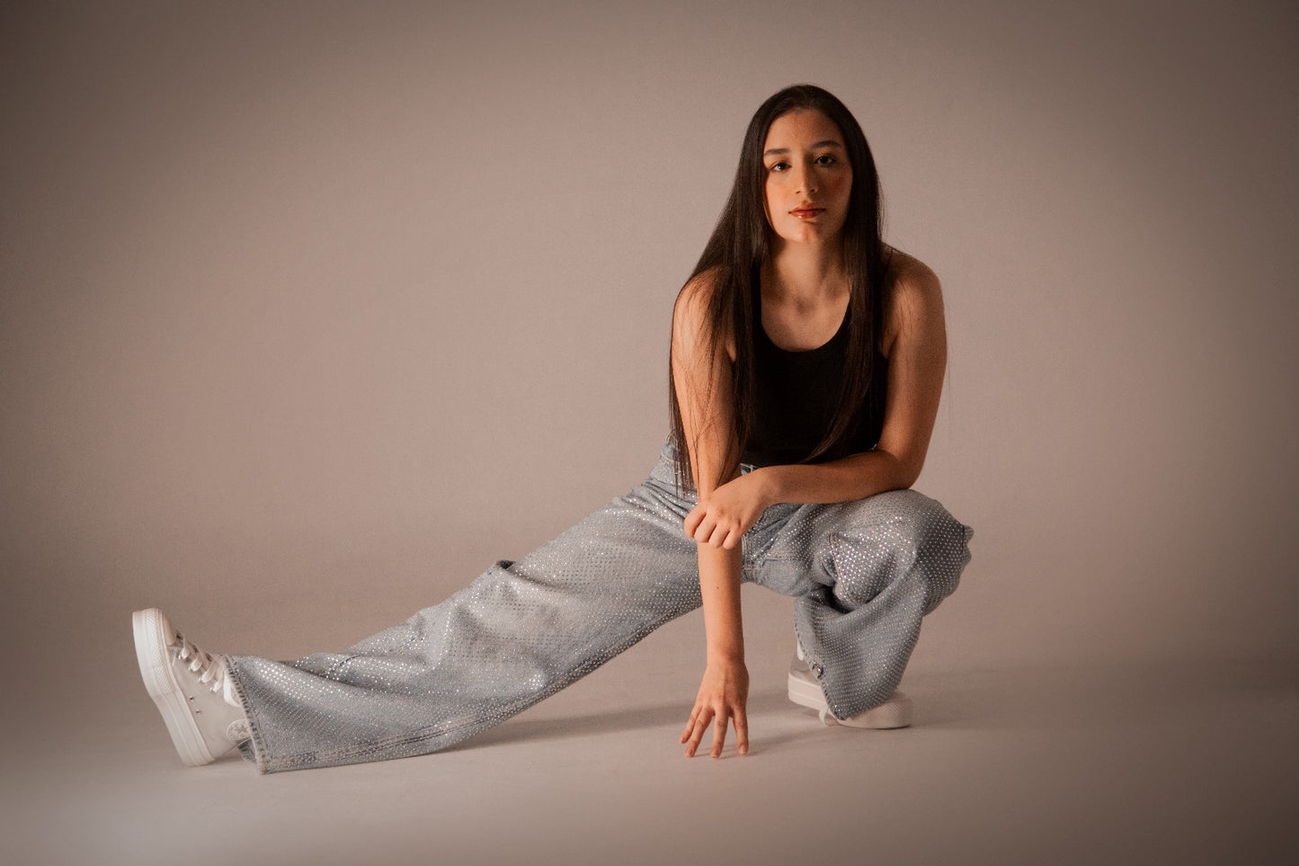 Jean Shiny Storm Trf Wide Full Length