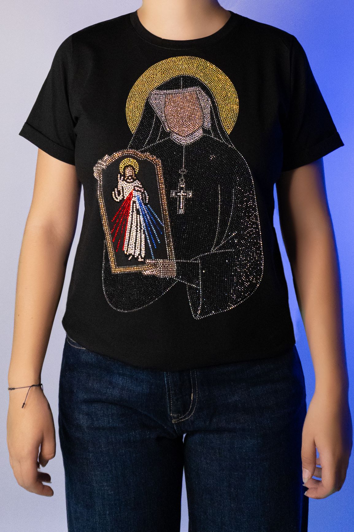 Jesus De La Misericordia y Santa Faustina Manga Doblada