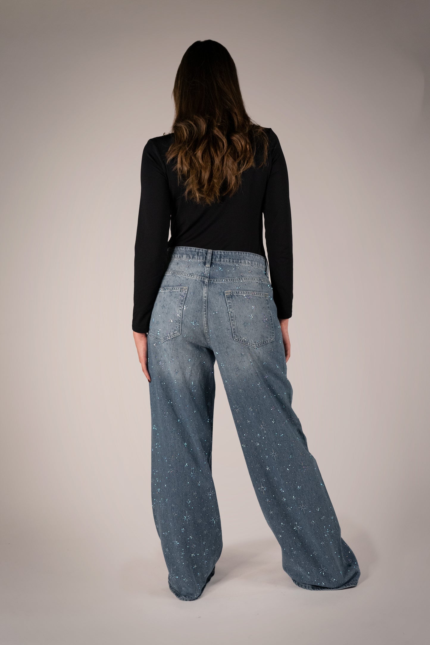 Jean Estelar Color Azul Medio Wide Leg High Rise