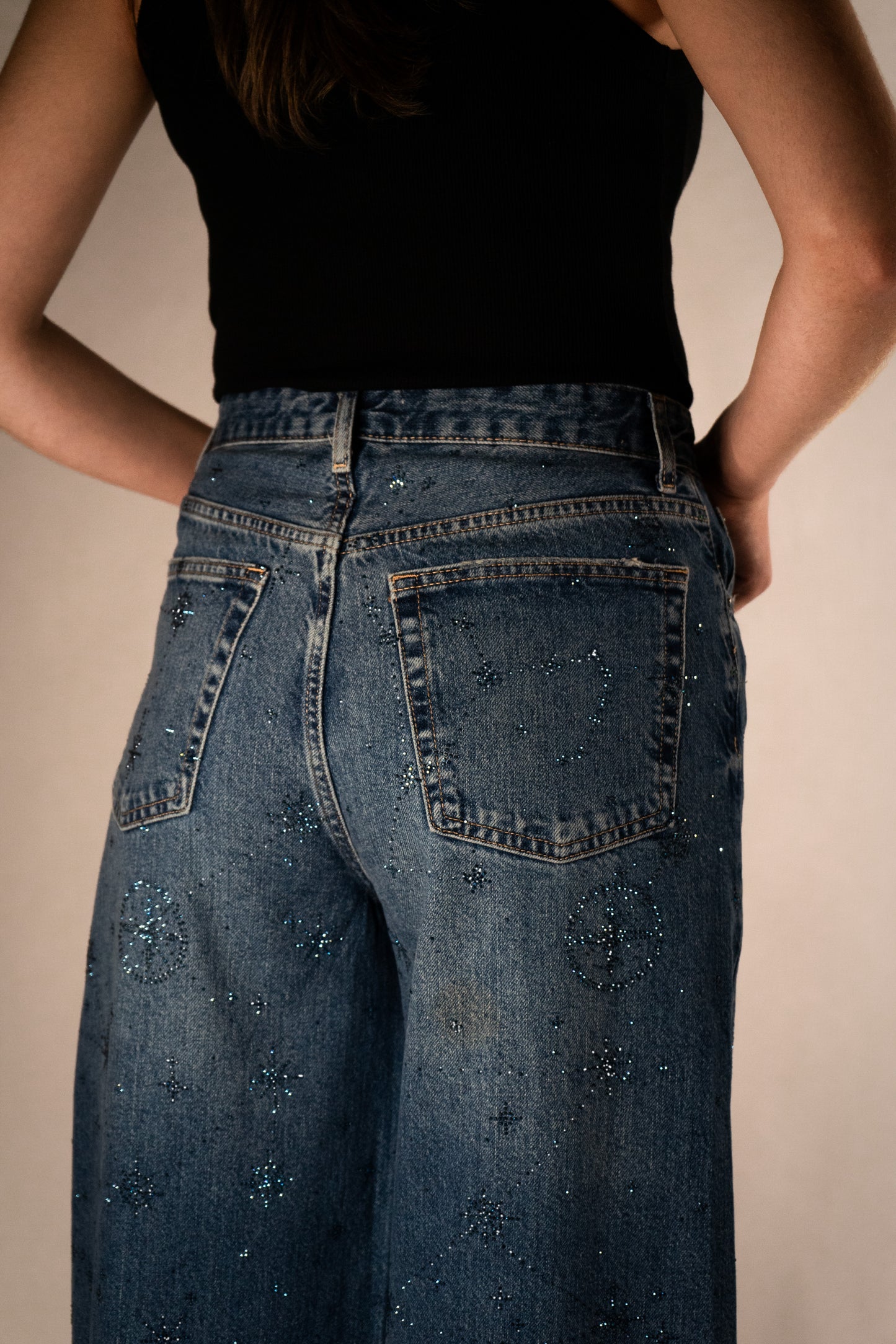 Jean Orion Azul Oscuro Wide Leg High Rise