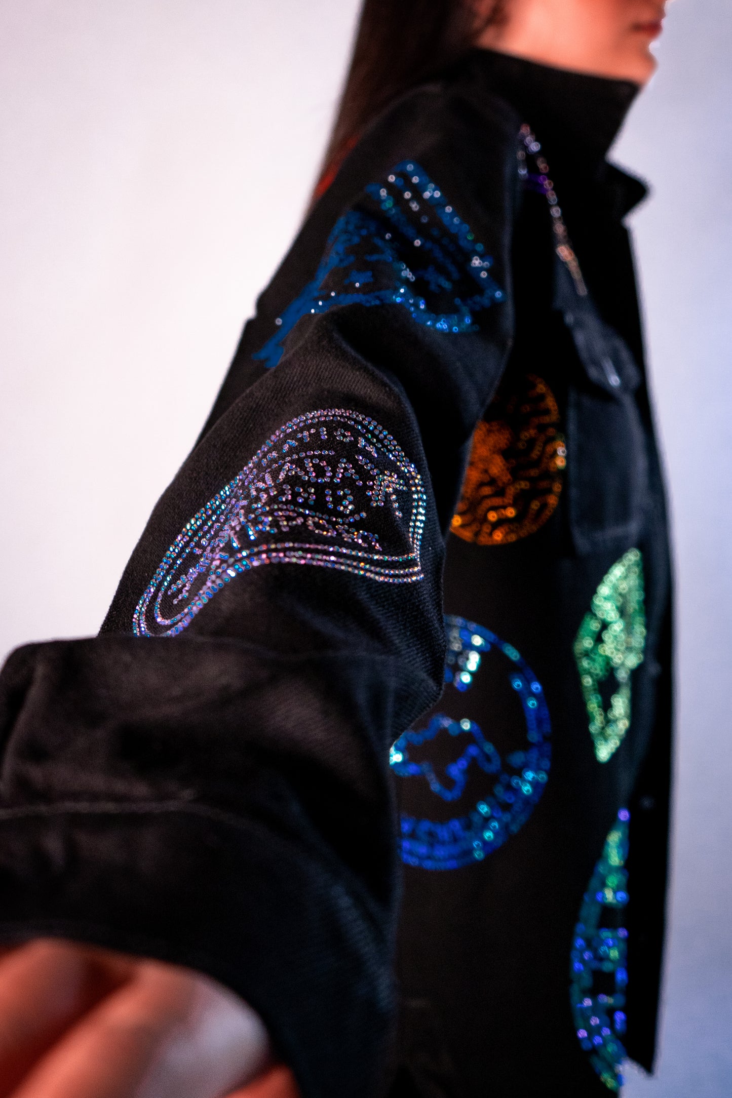 Black Passport Stamps Jacket