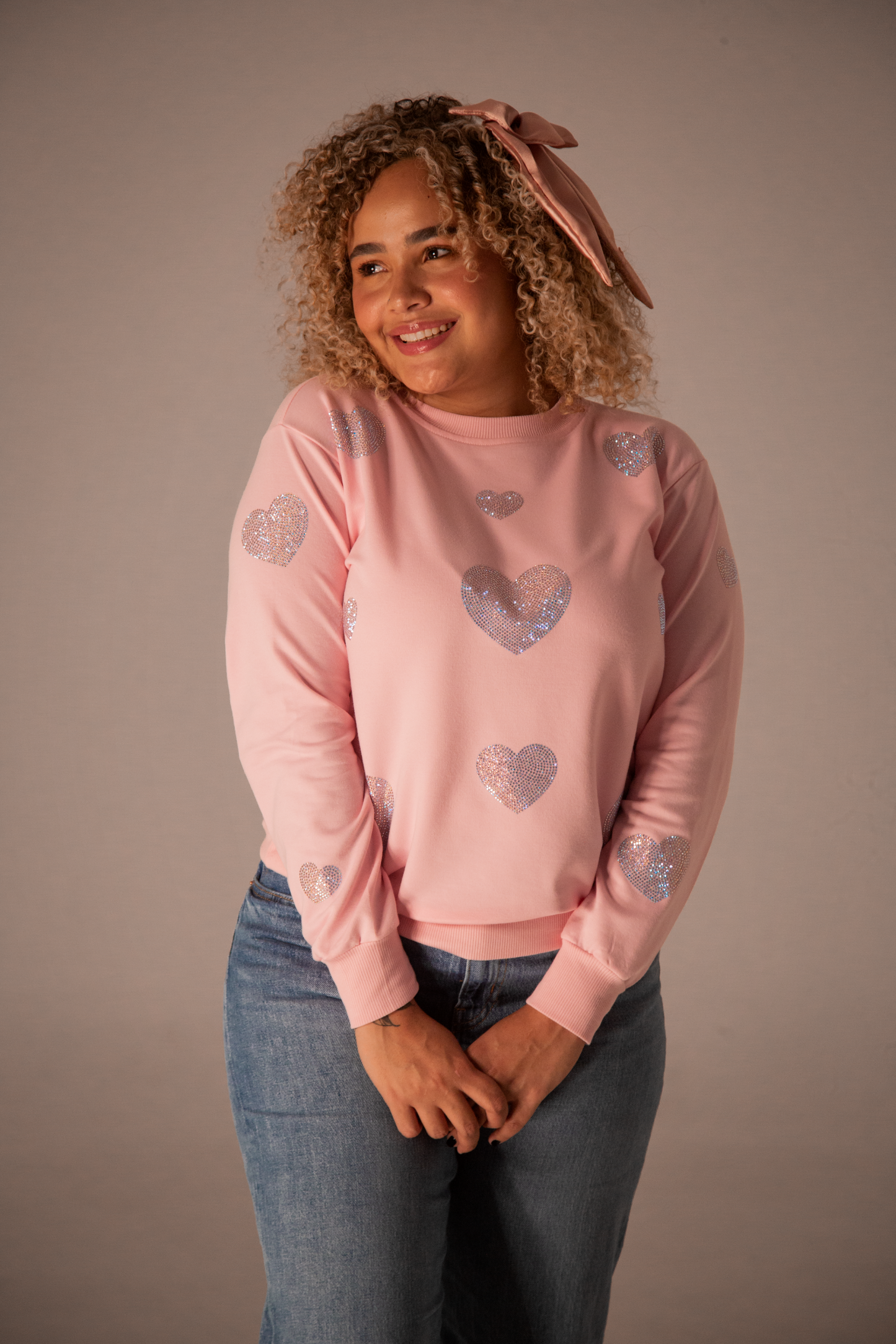 Sweater Heart Coquette Pink Corte Oversize