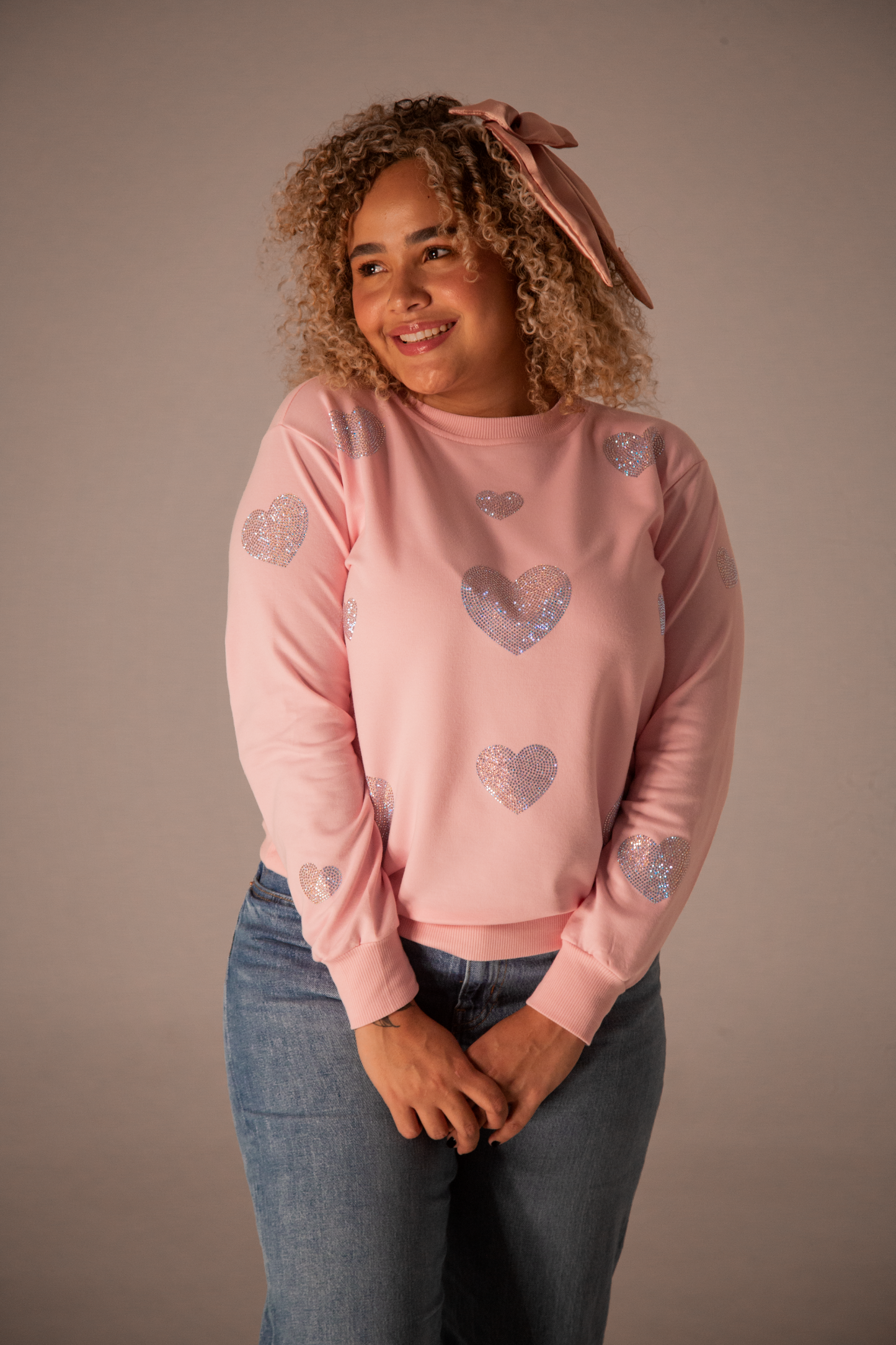 SWEATER HEART COQUETTE PINK CORTE OVERSIZE