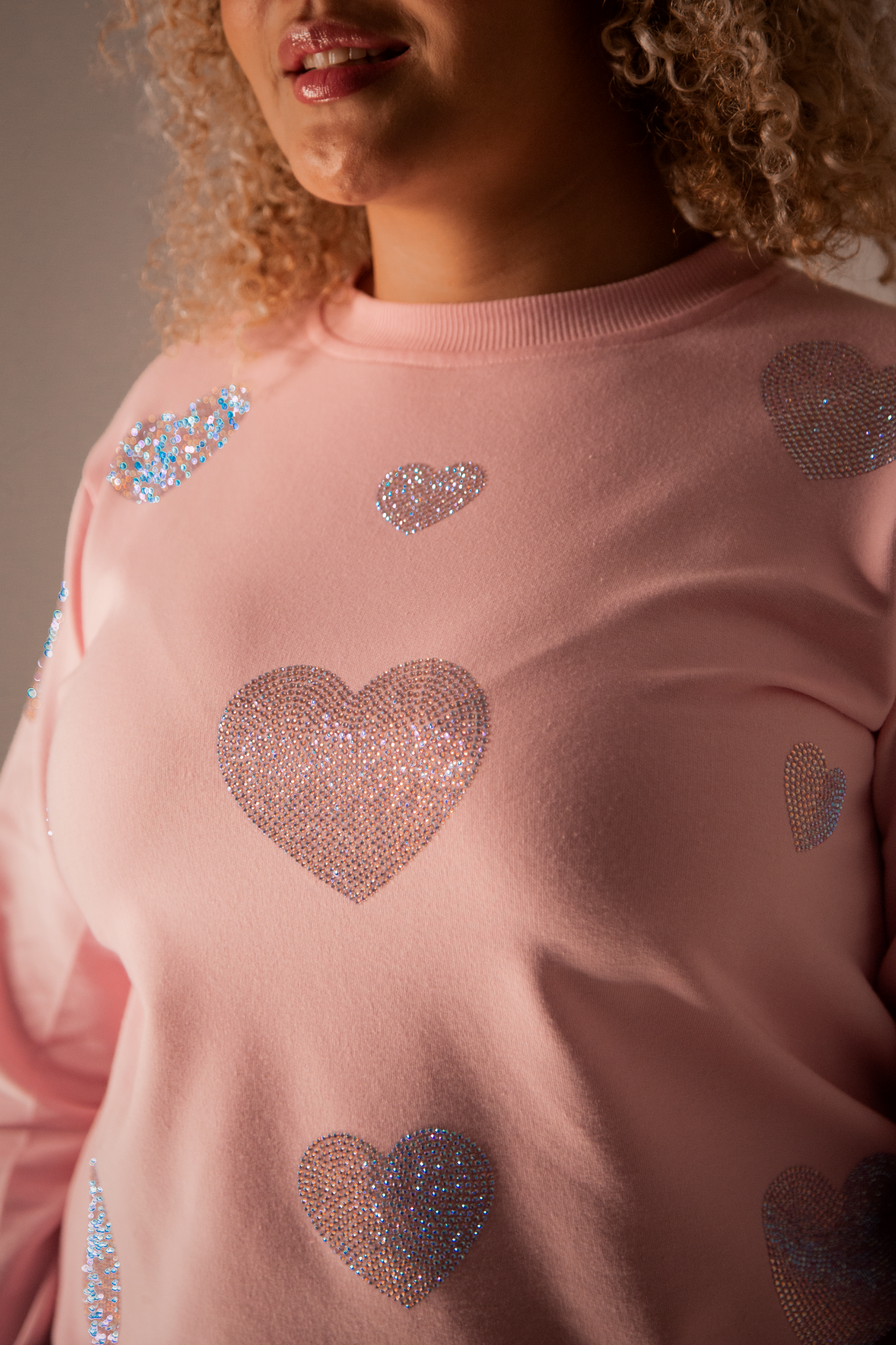Sweater Heart Coquette Pink Corte Oversize