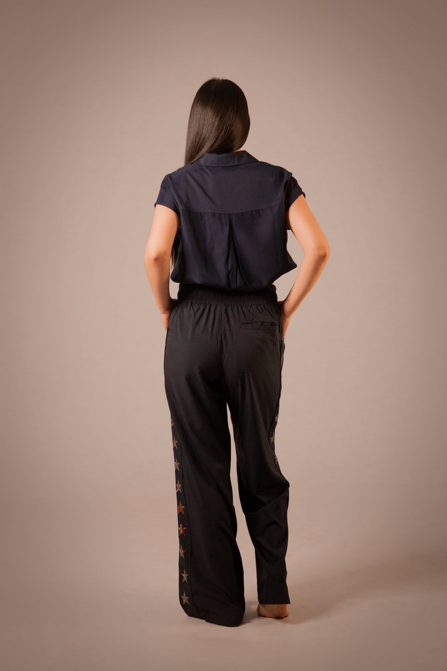 Set Star Lineas Color Azul Cuello En V