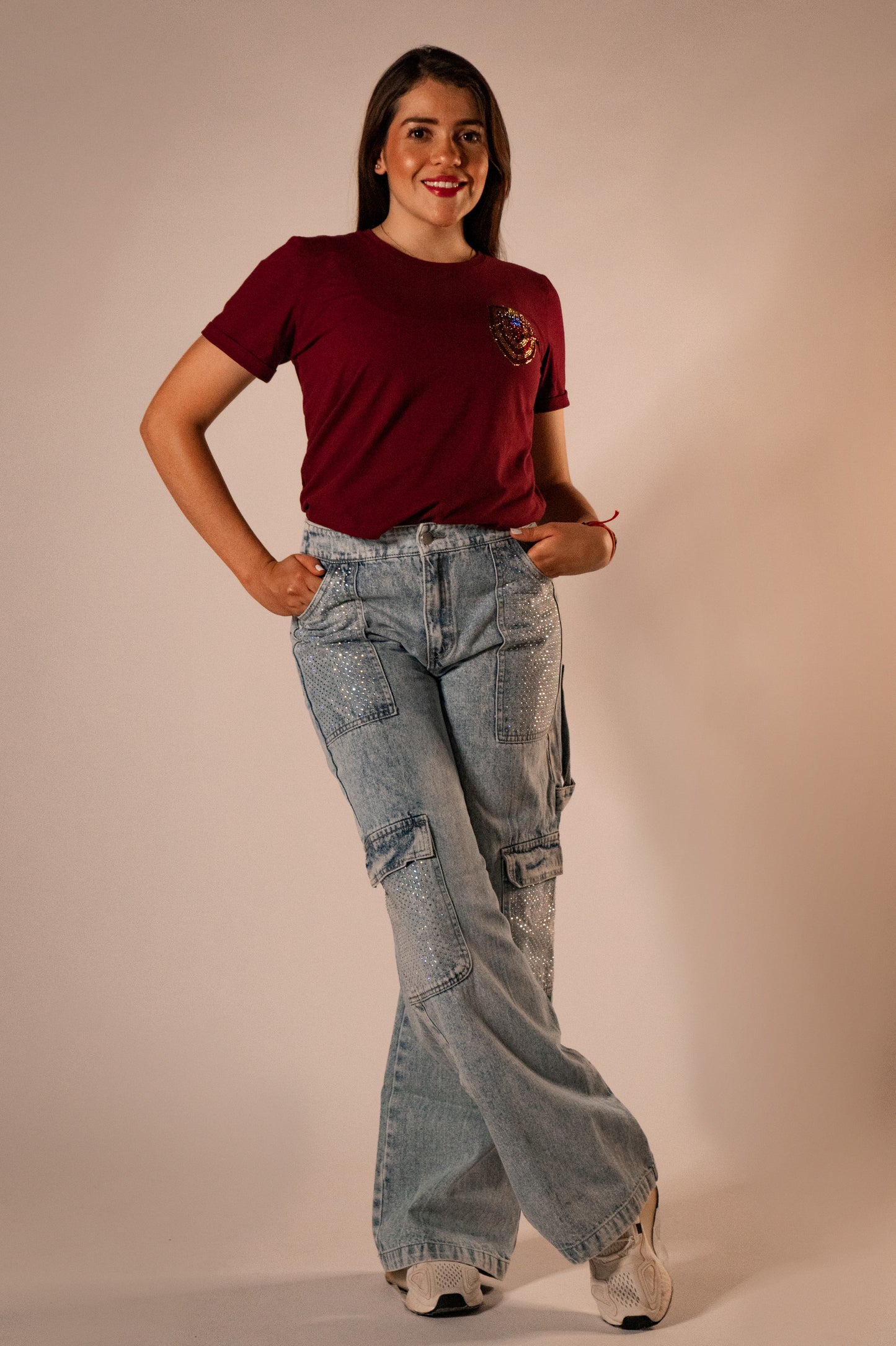 Vino Tinto Basic Corte Recto Manga Doblada