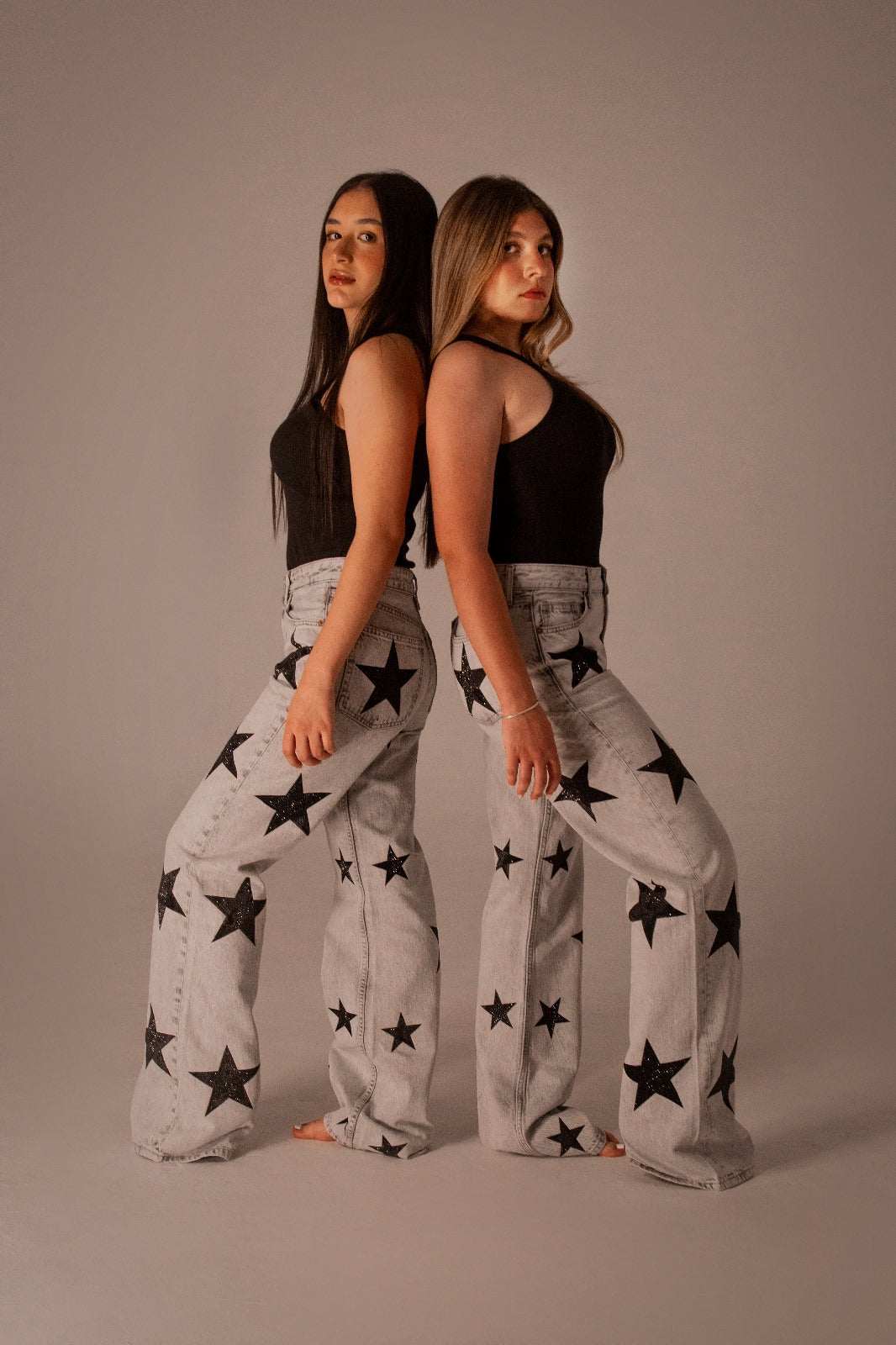 Jean Grey Black Star Wide Leg Mid Rise
