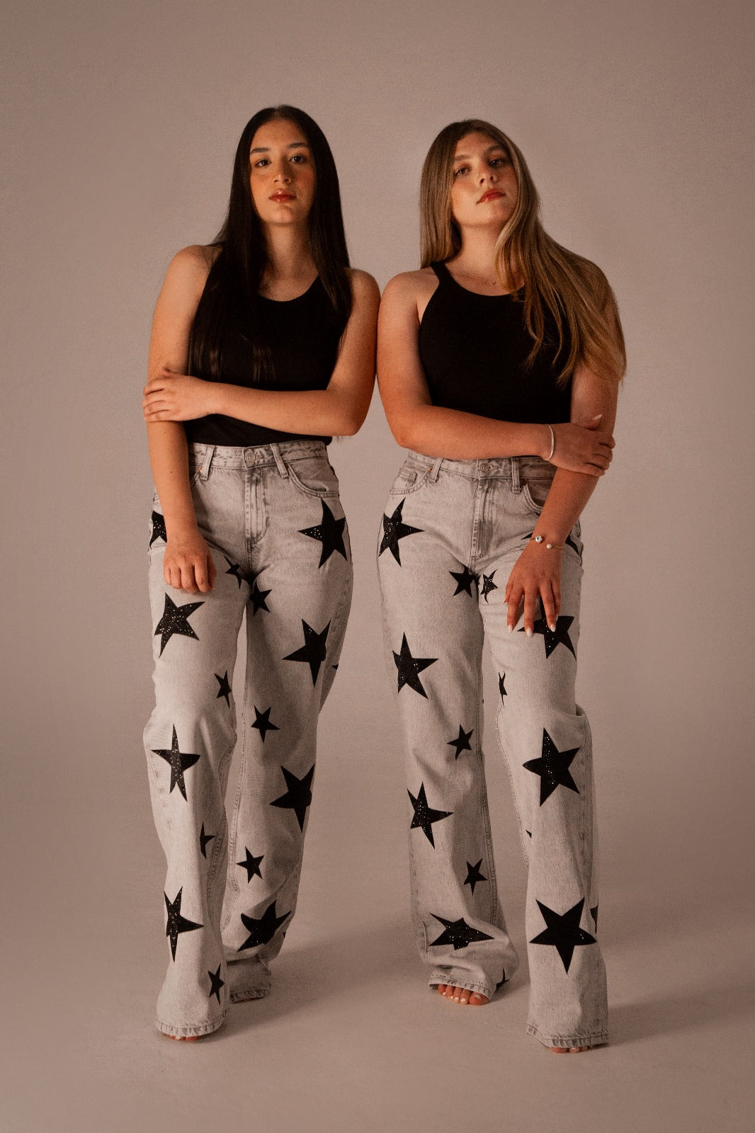 Jean Grey Black Star Wide Leg Mid Rise