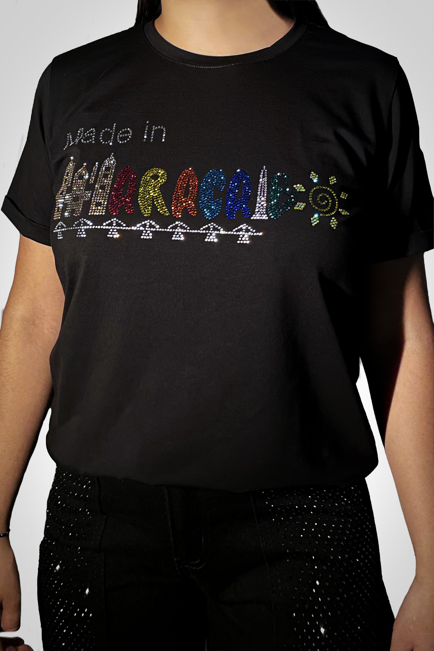 Made in Maracaibo Manga Doblada Color Negro
