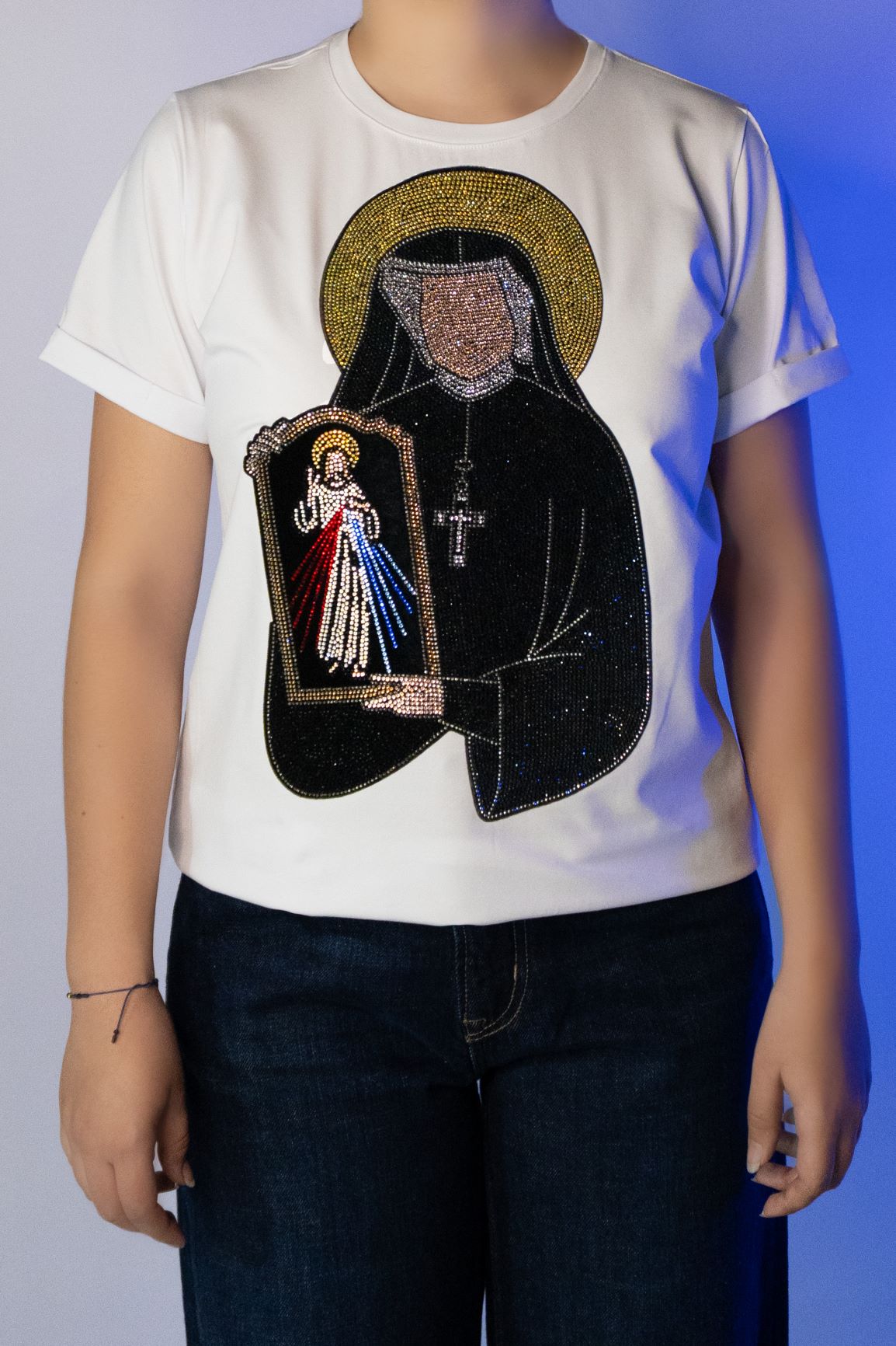 Jesus De La Misericordia y Santa Faustina Manga Doblada