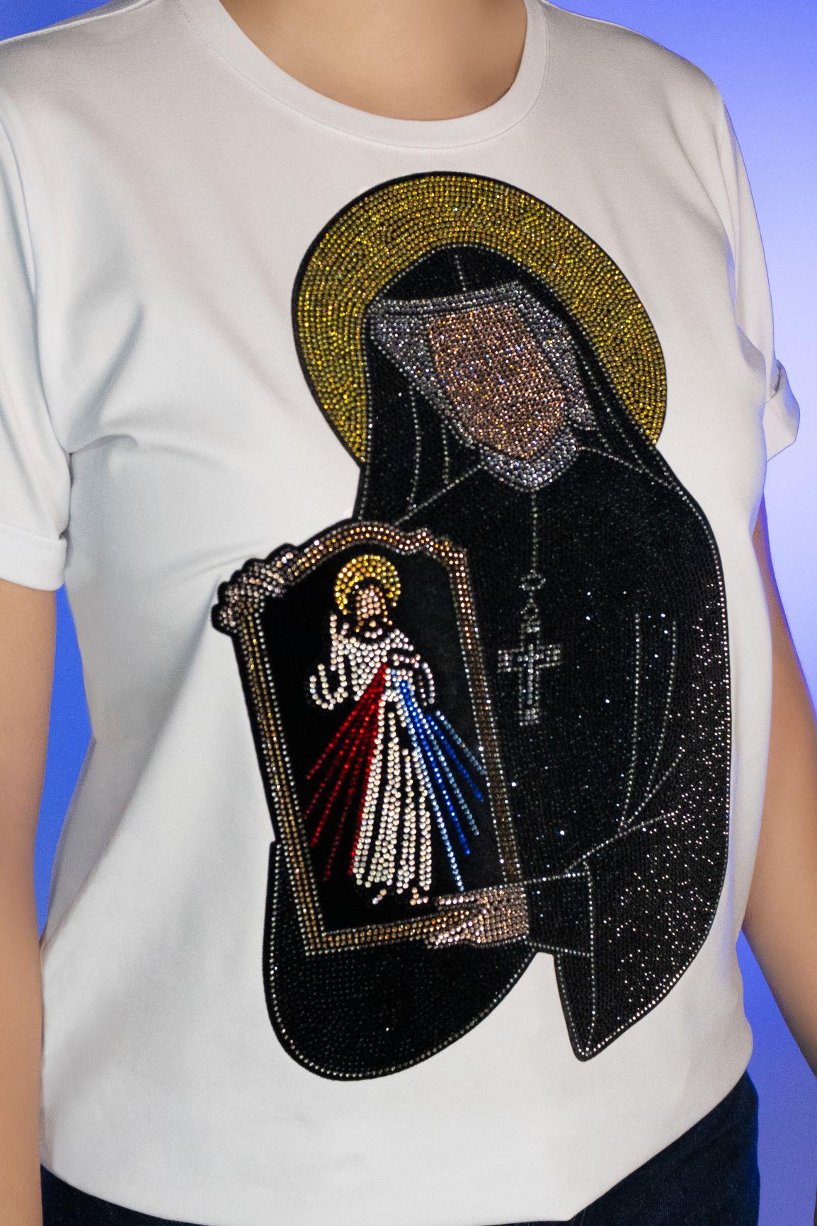Jesus De La Misericordia y Santa Faustina Manga Doblada
