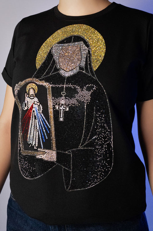 Jesus De La Misericordia y Santa Faustina Manga Doblada