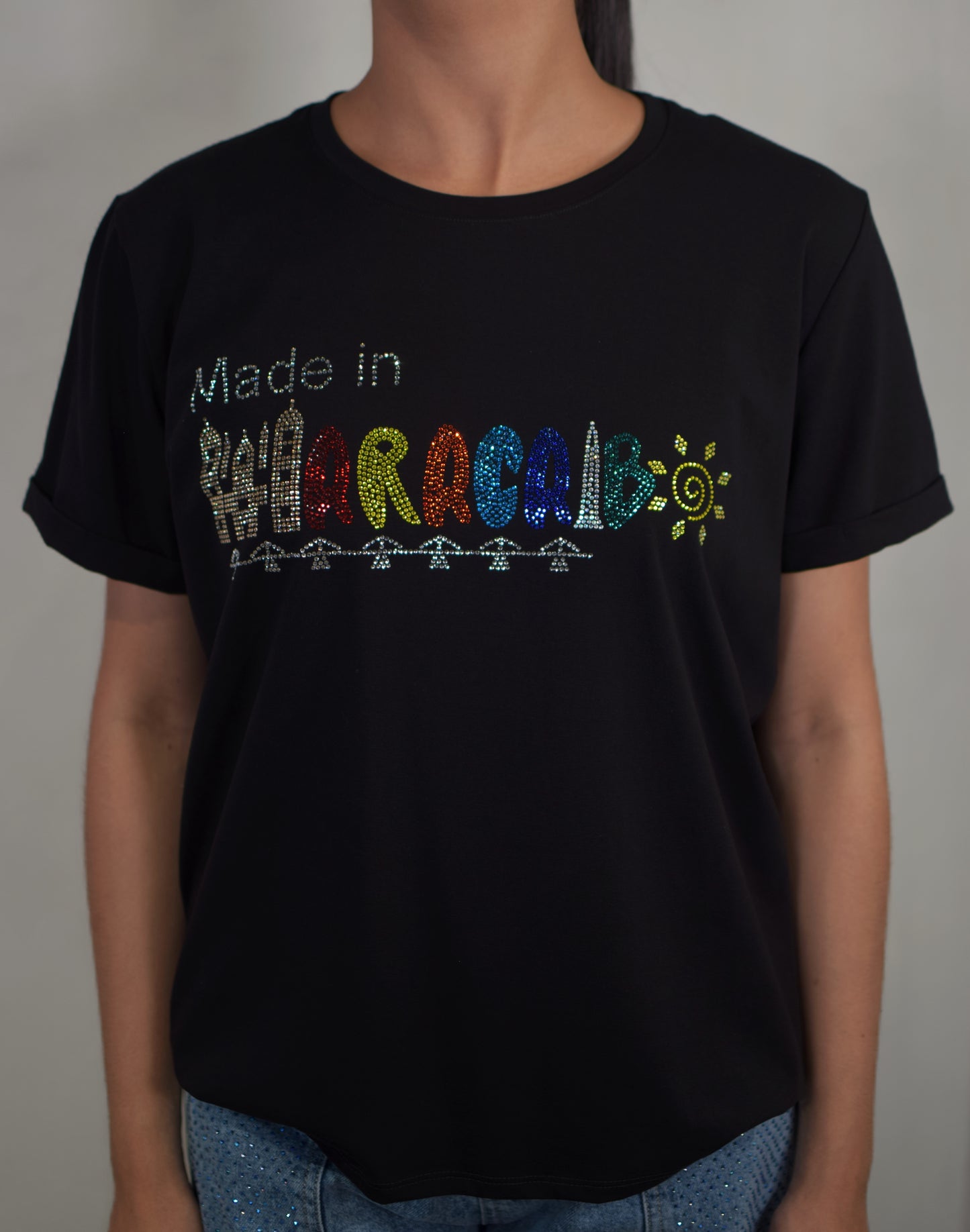 Made in Maracaibo Manga Doblada Color Negro